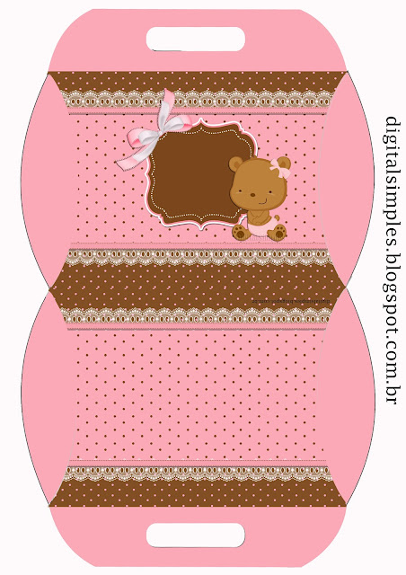 Baby Girl Bear Free Printable Pillow Box,