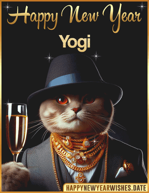 Happy New Year Cat Funny Gif Yogi