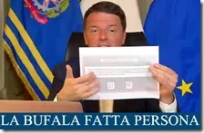 Matteo Renzi mostra la scheda del Referendum