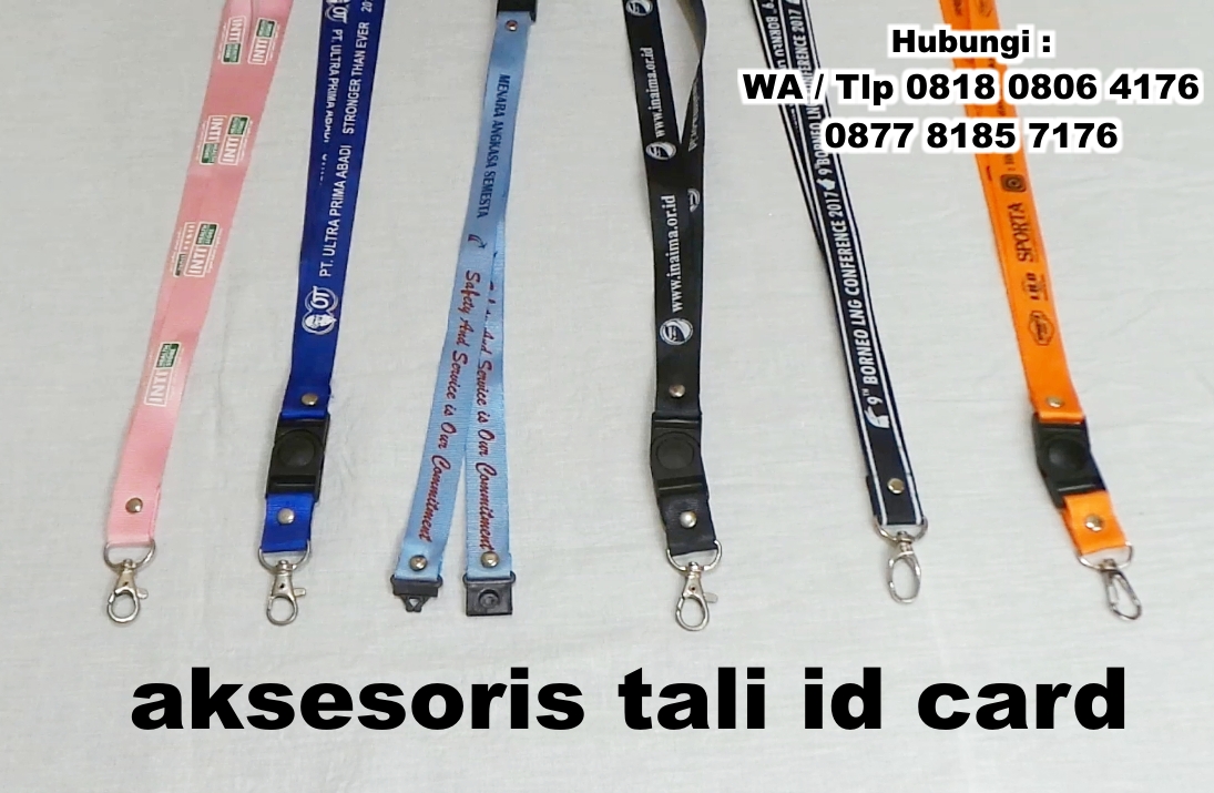 Tali ID Card 2cm Sablon logo / Lanyard Tali Name Tag nylon 