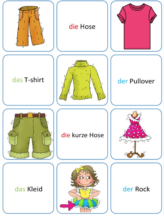 La classe de Sanléane: Allemand - Les vêtements - Die Kleider