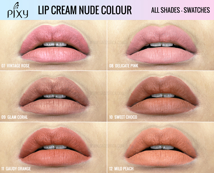 Pixy Lip Cream Nude Colour Swatch Bibir