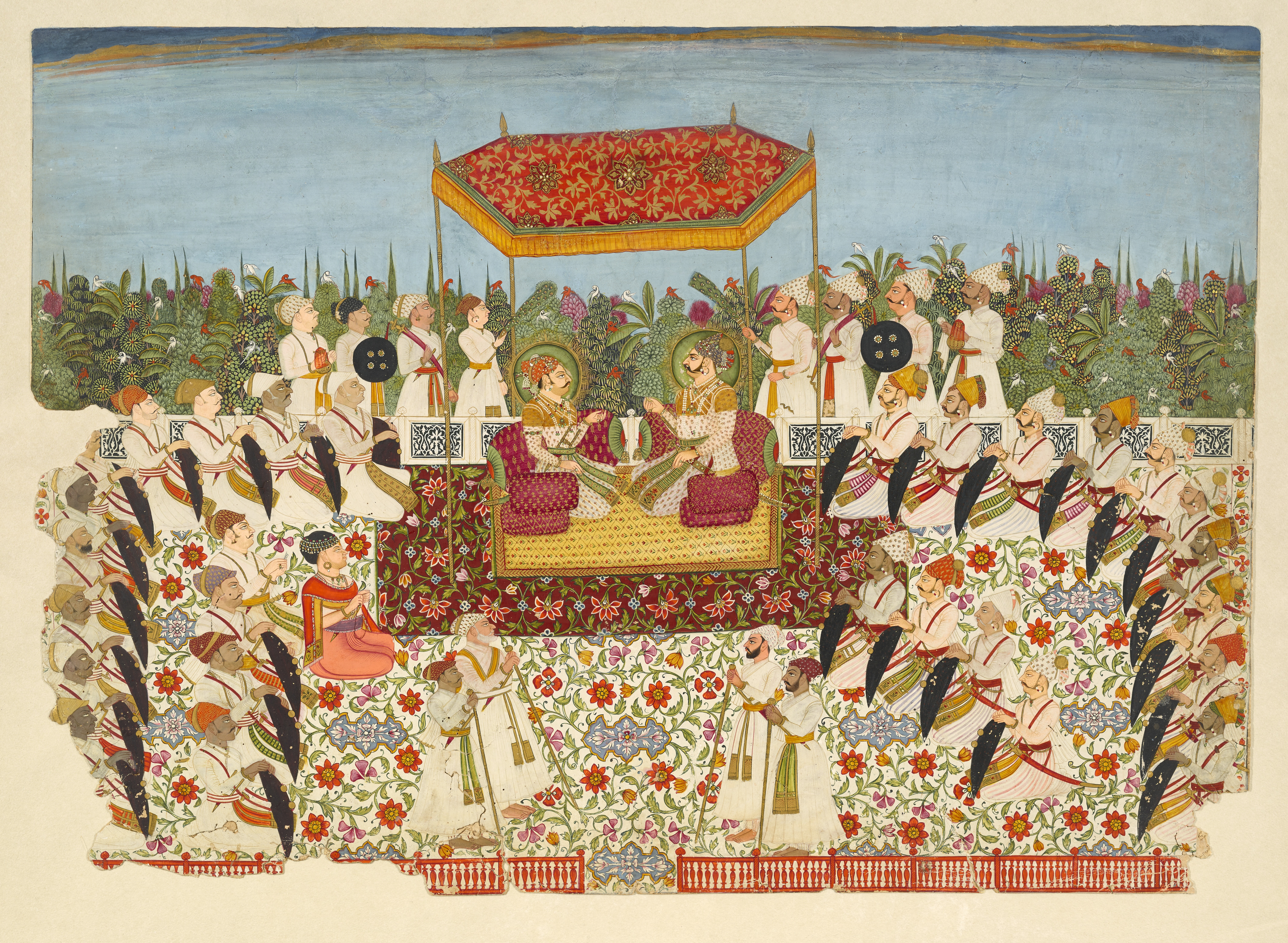Durbar of Mirza Maharao Lakhpatji Desalji [Maharao Saheb (King) of Kutch], Gujarat, India | Rare & Old Vintage Paintings (1750)