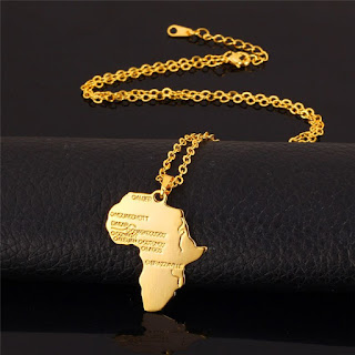 Africa Map 18K Gold Plated Necklaces Pendants Women Men Jewelry Gift