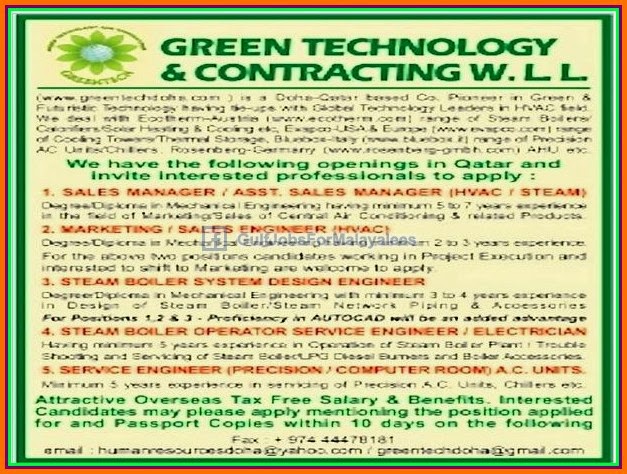  Jobs in Doha Qatar based Co. Pioneer in Green & Futuristic Technology 