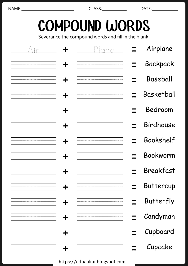 Compound Words Worksheets