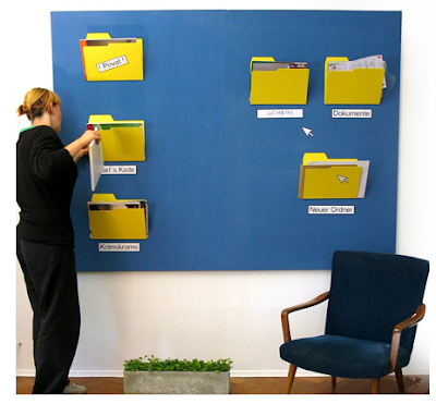 computer file folder shaped wall-hanging folders for papers in bright yellow