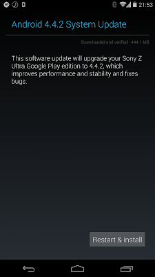 Sony Xperia Z Ultra Google Play Edition 4.4.2 update