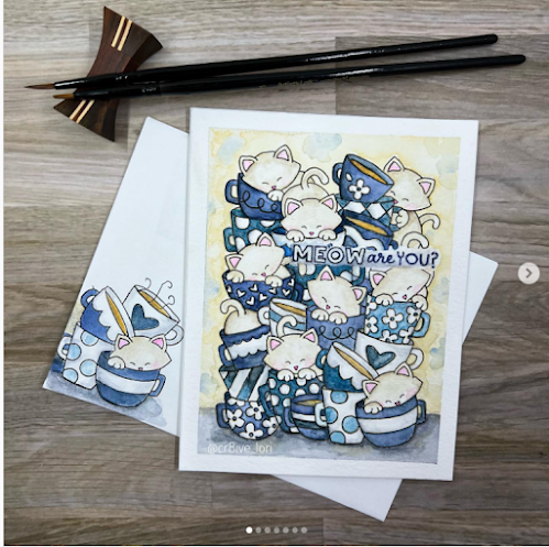 Meow are you? by Lori features Caffeinated Cats by Newton's Nook Designs;  #inkypaws, #newtonsnook, #catcards, #coffeelovers, #coffeecards, #cardmaking