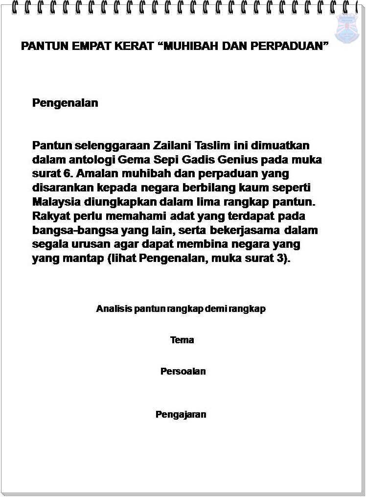 Bahasa Melayu Tingkatan 2: PANTUN EMPAT KERAT 