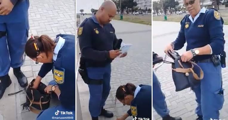 South Africa Police Lady Viral Video | SA Police Lady lay down with youngster