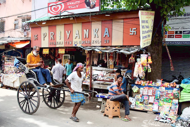 A hand-pulled rickshaw in Kolkata