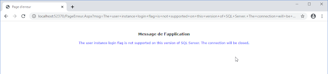 Survey Online - The user instance login flag is not supported on this version of SQL Server. The connection will be closed.