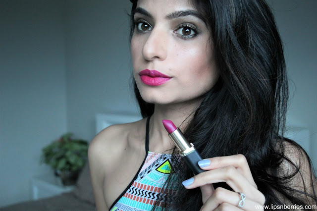 Loreal plum tuxedo matte addiction lipstick on indian skin