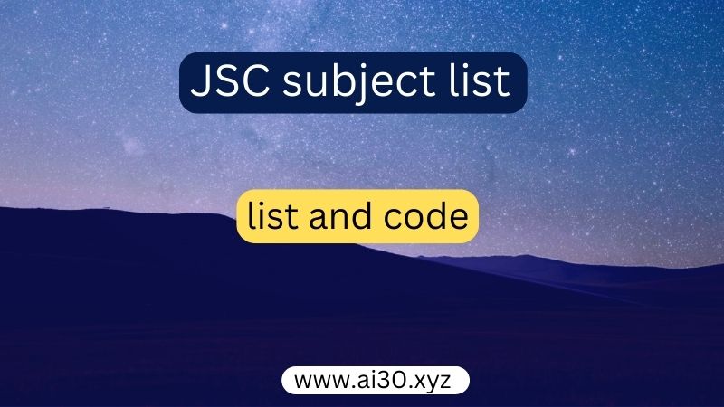JSC subject list and subject code