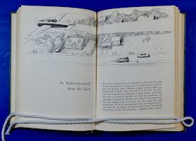 Opening illustration to Chapter 10 of Rachel Carson's Silent Spring, depicting an airplane spraying DDT over a suburb.