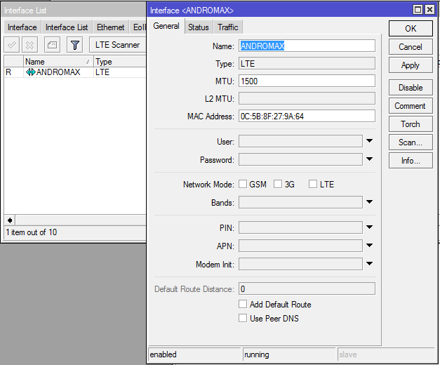 Setting MiFi Andromax di Mikrotik