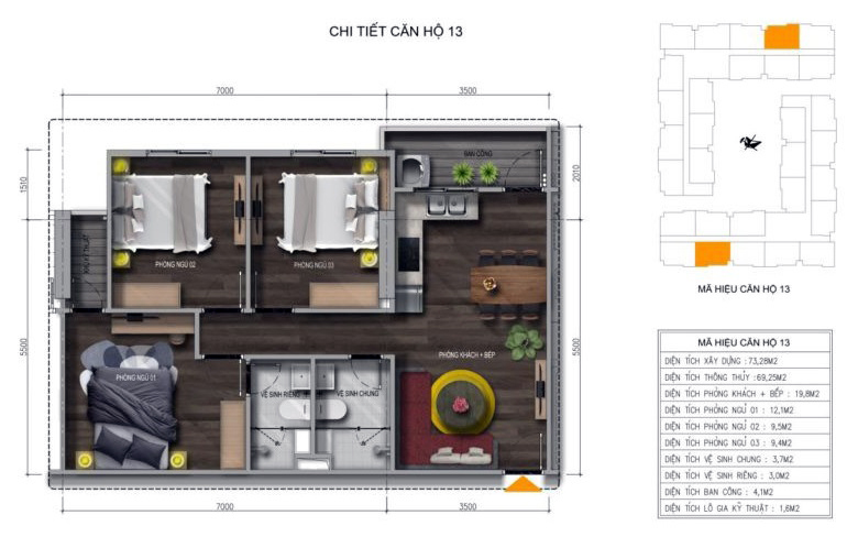 Thiết kế căn 13 Cát Tường-Thống Nhất