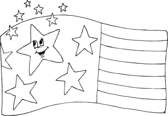 Usa flag smiling star coloring picture title=