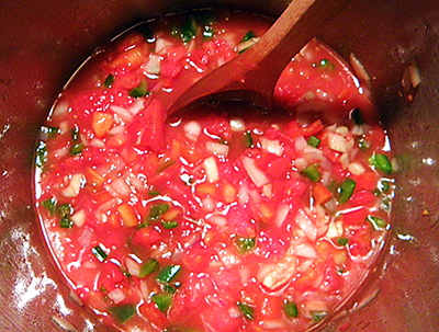 Pot of Cooked Salsa