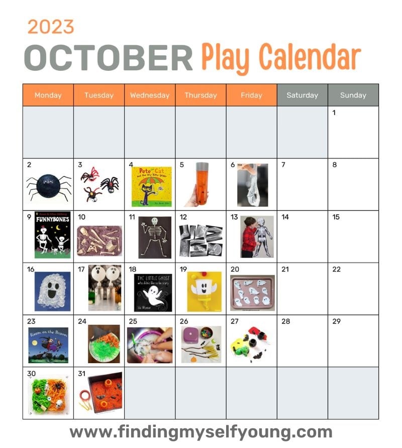 finding myself young October play calendar for kids.