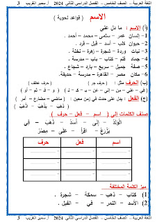 مذكرة اللغة العربية الصف الخامس الابتدائى الترم الثانى