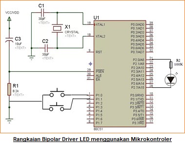 Bipolar Driver LED menggunakan Mikrokontroler dan IC 555 Timer