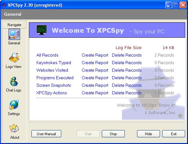 XPC spy windowsxp keylogger and monitor software