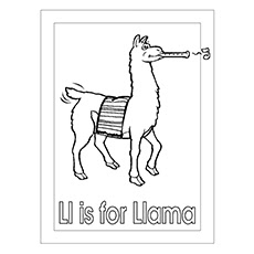 L For Llama Coloring Sheet For Kids