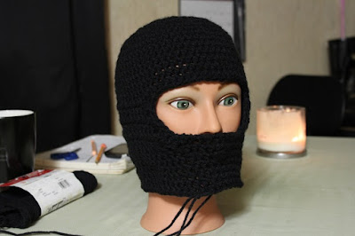 ninja mask, balaclava, crochet, WIP