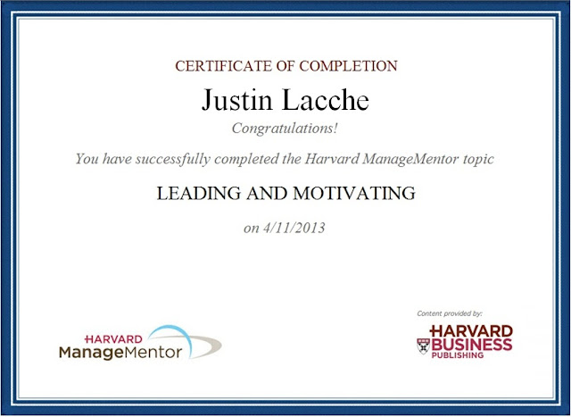 2013 | Justin Lacche | Leading and Motivating | Harvard ManageMentor ® (HMM) 