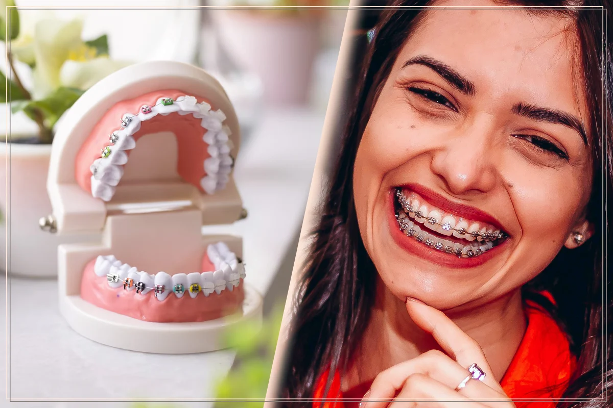 smiling woman wearing braces