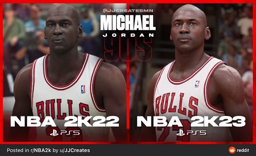 Comparison of 90s Michael Jordan in NBA 2K22 VS NBA 2K23