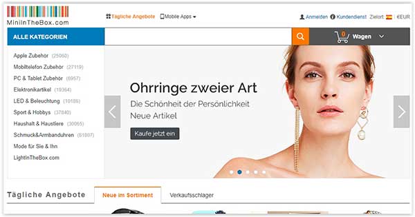 Miniinthebox  Webseite auf Deutsch