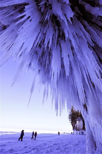 Icicles dazzle in Lake Superior caves - Apostle Islands, Wisconsin