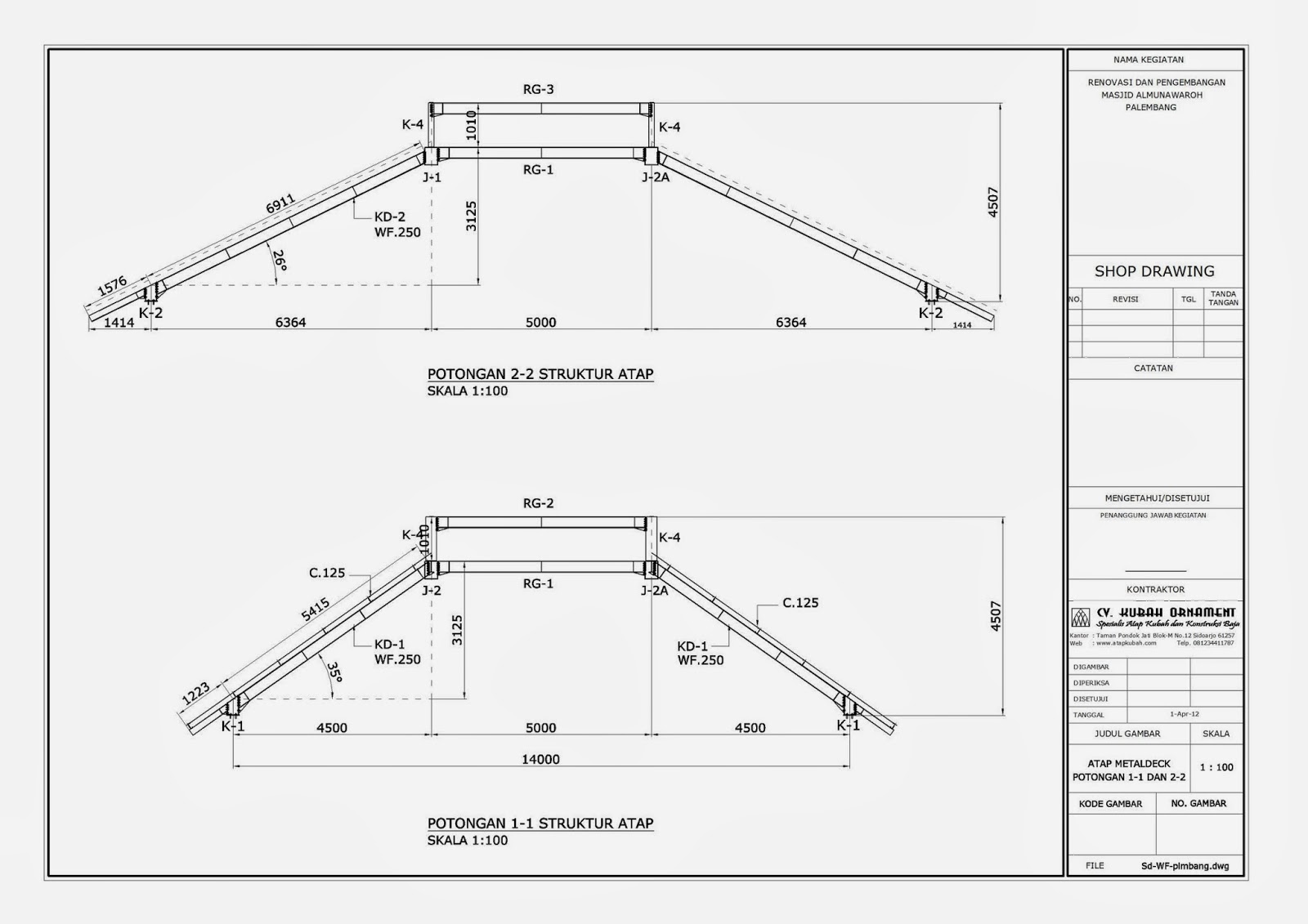 Desain Konstruksi Atap  Baja WF H O M E 