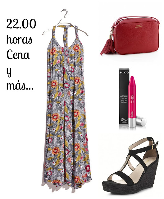 que meter en la maleta playa look playero noche de verano vestido largo cuñas negras rebajas 2015 oysho estampado