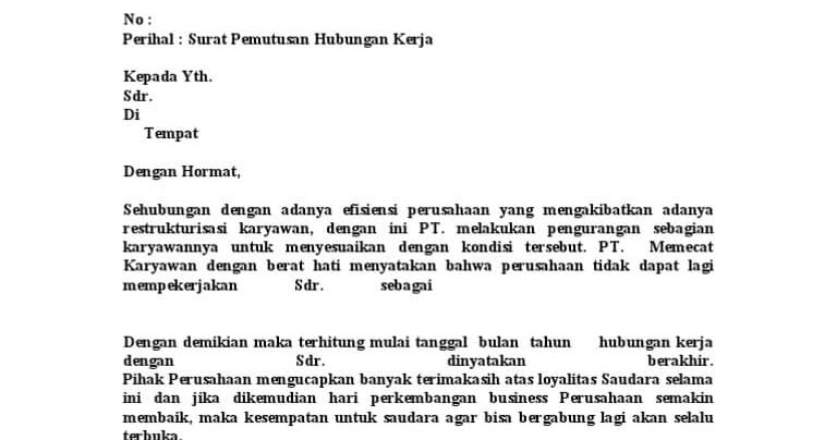 Contoh Surat Pemberitahuan Pemutusan Kerjasama Antar Perusahaan Contoh Surat