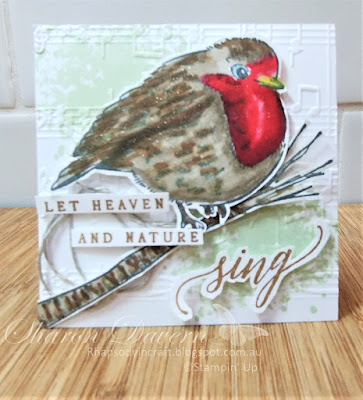 Rhapsody in craft, #rhapsodyincraft,#heartofchristmas,#heartofchristmas2023,Perched in a tree, Christmas, Christmas card, Christmas note card, Christmas tag, Merry Melody 3x3 envelope, Stampin' Blends, Wink of Stella, Stampin' Up! #stampinup, #artwithheart, Art with Heart