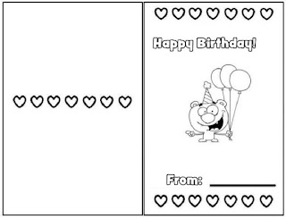 Happy birthday greeting card coloring page