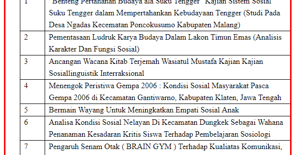 17+ CONTOH Judul Skripsi Sosiologi Terbaru dan Terlengkap 