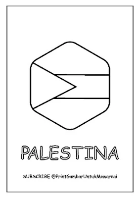 Gambar Mewarnai Bendera Palestina PDF Bentuk Segi Enam 2
