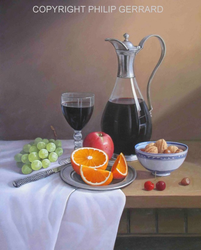 Still Life Oil Paintings by Philip Gerrard - Flowers and Fruits