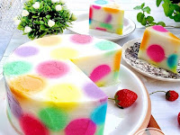 Resep Polkadot (rainbow) pudding 