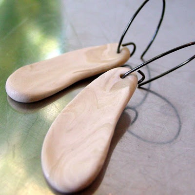 white polymer clay earrings