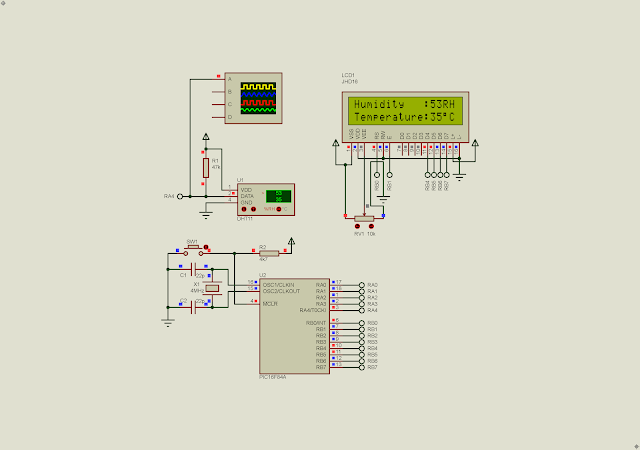 PIC16F84A DHT11 Temperature And Humidity Sensor And Character LCD Interfacing Using XC8