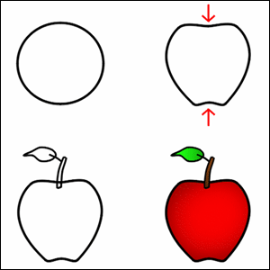 How to draw a cartoon apple.