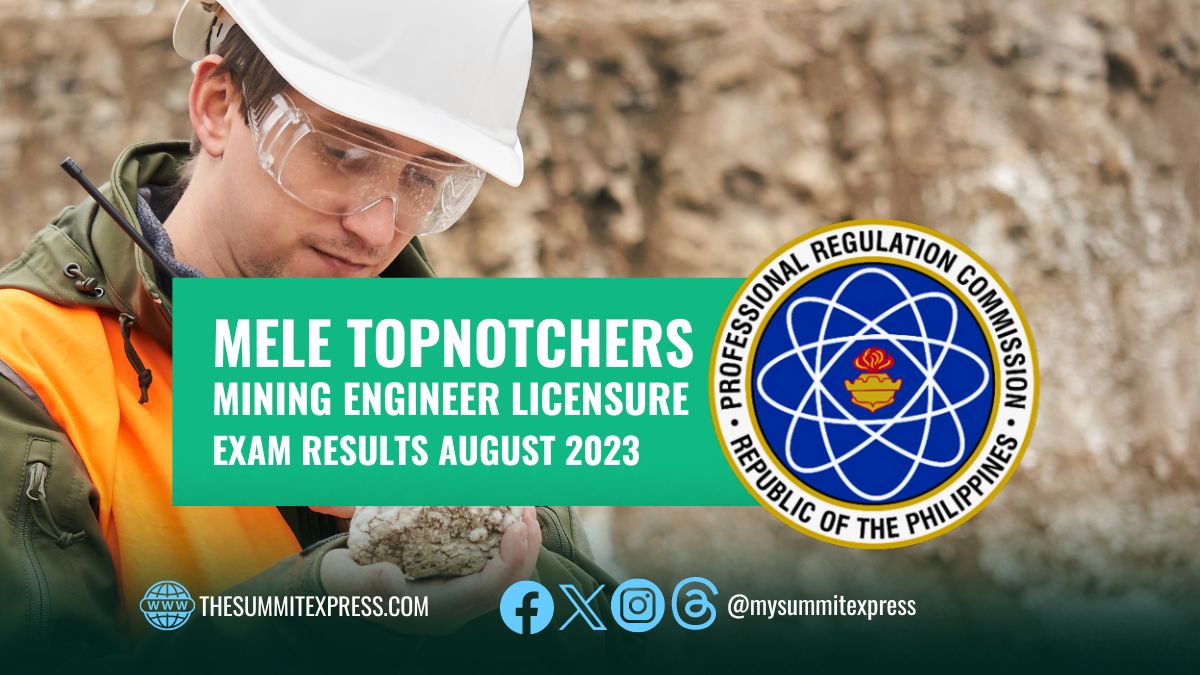 RESULT: August 2023 Mining Engineering board exam top 10 passers