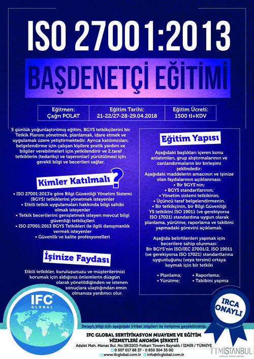 ISO 27001:2013 Başdenetçi Eğitimi