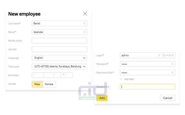 Menambah anggota email domain di Yandex